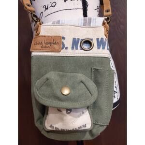 Selina Vaughan Studios Canvas Crossbody Bag Small Seed Sack Beer Bottle Grunge